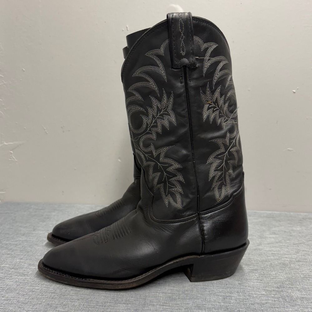 Tony Lama Western Boots Men 8 D Black 7900 Handcrafted Leather Stitched USA